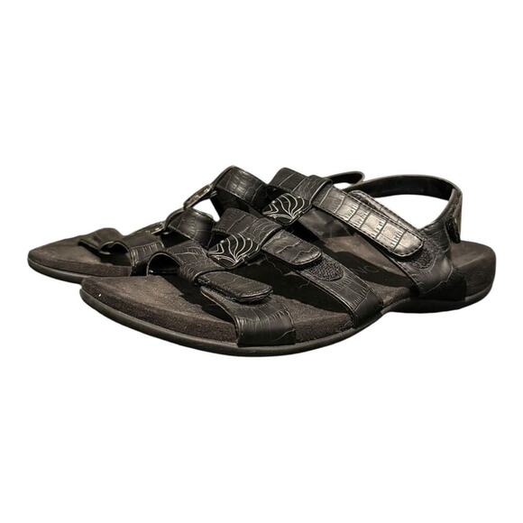 Vionic Shoes - Vionic Women’s Amber Black Slingback Sandals Shoes 3 Strap w/ Medallion Size 8